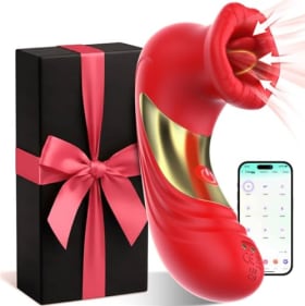 Vibradorador Mujer Juguetes Eróticos: Succionador de Clítoris APP 9x9 Lamer Succionador con 9 Modos y Vibración - Juguete Sexual para Parejas (Rojo)