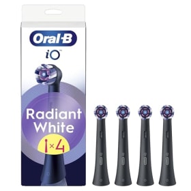 Oral-B Series iO Radiant White - Cabezales de Recambio Originales (Pack de 4, Negros) - Blanqueamiento Dental y Eliminación de Manchas