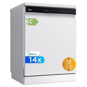 Midea Lavavajillas 60 cm Blanco para 14 servicios - Compacto con 10 Programas de Lavado