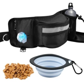 XRPRPX Riñonera de Entrenamiento para Perros con Cuenco Plegable y 4 Bolsillos