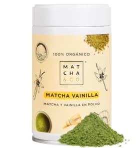 Matcha & CO | Té Matcha Original con Vainilla (80g) - Té Verde en Polvo Japonés Sabor Vainilla | Sin Edulcorantes, Azúcares ni GMO