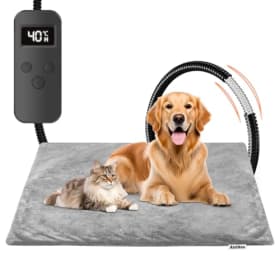 Manta Térmica para Perros y Gatos - 70x45cm | Almohadilla Eléctrica con Temporizador y Control de Temperatura | Anti-Mordida | Ideal para Interiores