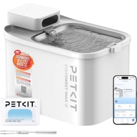 PETKIT EVERSWEET MAX 2 Fuente para Gatos sin Cable, Resistente al Calor, con Sensor de Movimiento, 5000mAh Batería Recargable, Control de App, 3L Bebedero Gatos Automático, Acero Inoxidable