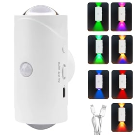 Aplique Pared Interior LED con Sensor de Movimiento - RGB Luz Nocturna Recargable para Dormitorio, Pasillo o Salón