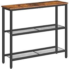 HOOBRO Mesa de Entrada Estrecha, Consola de Entrada, Mesa de Sofá, Mesa Auxiliar, Pasillo, Entrada, Salón, Marrón Vintage y Negro EBF73XG01