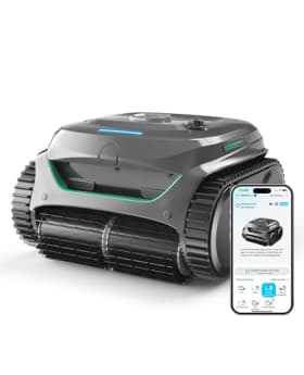 WYBOT C2 Limpiafondos Piscina Robot Inalámbrico 150㎡ - Doble Filtración, 3 Motores, Succión Potente, Limpieza Paredes y Línea de Agua, 180 Min, App (Gris-Verde Gris)