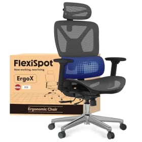 FLEXISPOT ErgoX Silla de Oficina Ergonómica con Soporte Lumbar, Respaldo 5D, Reposabrazos 3D, Cojín Transpirable, Inclinación 135°, Escritorio Ajustable, Silla de Escritorio, Gris