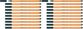 STABILO Rotulador punta fina point 88 - Caja con 10 unidades color verde oliva (Paquete de 2)
