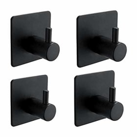 Ibergrif M34251B Ganchos Acero - Soporte Pared para Toallas y Cocina (4 uds, Negro)