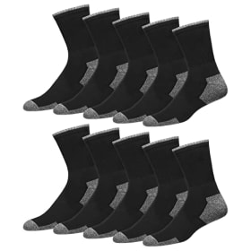 SOXCO Calcetines de Hombre en Algodón – Pack de 10 Pares Tipo Crew para Uso Diario (EU 43-46, Negro)