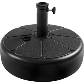 Yaheetech Base para Sombrilla Redonda Pie para Sombrilla de 38mm/48mm Soporte Parasol Plástico Rellenable de Arena 36kg y Agua 22L para Patio Jardín Terraza Exterior Negro 46x46x33 cm