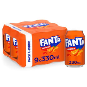 Fanta Naranja, Refresco de Naranja Elaborado a partir de Zumo, Bajo en Calorías - Pack 9 latas 330 ml