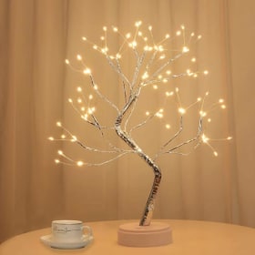 Árbol de Luces LED 108 LEDs - Lámpara Bonsái Iluminada para Decoración (Blanco Cálido)
