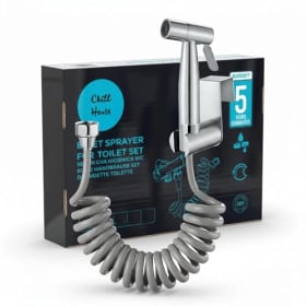 CHILL HOUSE Grifo Bidet Para WC en Acero Inox AISI 304 - Ducha Higienica Para WC con Manguera Bidet 1.5m y conexión de 1/2