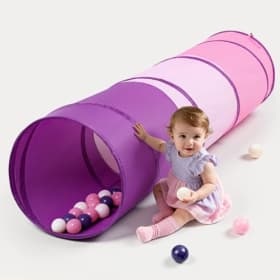 Wilwolfer Túnel para niños - Tienda de juego para exteriores con laterales de malla - Túnel de 180cm para habilidades motoras juguete de gateo para bebés plegable regalo de juguete emergente