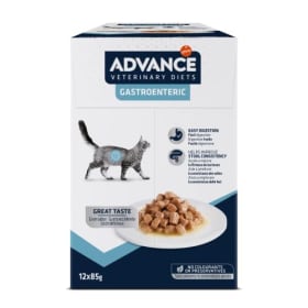 Advance Veterinary Diets Gastroenteric - Comida Húmeda para Gatos | Multipack 12 Bolsitas de 85g | Dieta Digestiva y Gastrointestinal