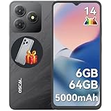 OSCAL 2025 Flat 2C Movil Android 14 6GB +64GB/2TB TF, 6.56" HD+ Smartphone, Batería 5000mAh, Cámara 13MP+8MP, 4G Dual SIM/OTG/GPS/3 Años de Garantía Telefonos Moviles Libres - Negro