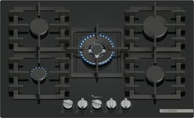 Bosch - Placa de Gas, Serie 6, 75 cm de ancho, 5 Zonas de Cocción, FlameSelect, GasStop, negro, PPQ7A6I40