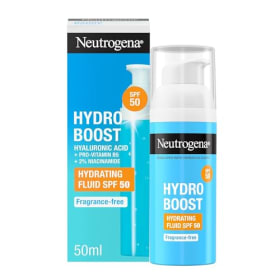 Neutrogena Hydro Boost Fluido Hidratante SPF 50 - Protector Solar Hidratante con Ácido Hialurónico y Niacinamida (50 ml)