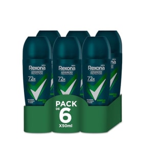 Rexona Advanced Protection Desodorante Roll-On para Hombre Quantum Dry 72h 50 ml - Pack de 6