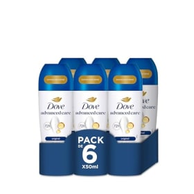 Dove Advanced Care Desodorante Roll-On 48h Original Sin Alcohol para Mujer, con Aceite Nutritivo 100% Natural y Antitranspirante, Pack de 6 x 50 ml
