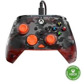 Turtle Beach Rematch Core Ghost Camo Negro/Naranja - Mando con Cable - con Licencia para Xbox Series X|S, Xbox One y PC - Botones de Audio, Motores de Vibración y Disparadores de Pulso, Cable de 3 m
