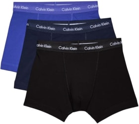 Calvin Klein Pack de 3 Calzoncillos Bóxer para Hombre Algodón Elástico, Multicolor (C-Black/BLU/BLU
                                        ...