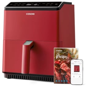 Cosori Dual Blaze Freidora de Aire 6.4L - 11 en 1, Sin Aceite, Roja, con Doble Resistencia y App con Recetas en Español