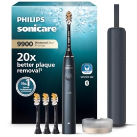 Philips Sonicare DiamondClean 9900 Prestige cepillo dental eléctrico, con tecnología SenseIQ y aplicación, 5 modos de cepillado, estuche de viaje con carga, azul medianoche, modelo HX9992/45