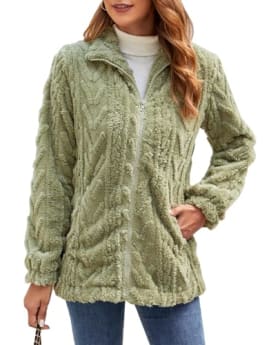 Zetieny Sudadera para Mujer - Caliente y Esponjoso Tops Chaqueta Casual de Invierno Hoodie de Manga Larga con Cremallera y Bolsillos