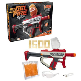 Nerf Pro Gelfire Mythic Blaster con 1.600 Rondas Gelfire, Tolva, Batería Recargable y Gafas