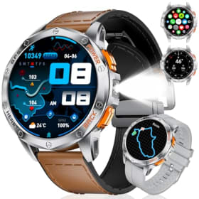 ESFOE GPS Militar Reloj Inteligente Hombre con LED Linterna, 1.43'' AMOLED 10ATM Impermeable Smartwatch Hombre con Altitud y Brújula, Llamadas Bluetooth para iOS Android