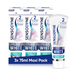 Sensodyne Clinical White Fortalecedor de Esmalte - Pasta Blanqueante con Protección Antisensibilidad - Sabor Menta - Pack 3x75 ml