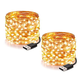 TZFTZ 2 PACK Guirnalda Luces USB, 20M (10X2) 200 LED Luces de Cadena, Blanco Cálido Alambre de Cobre Guirnalda Cadena Luces LED Decoración para Habitación Interior Bodas Fiesta de Navidad