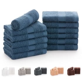 Todocama - Juego de 12 Toallas de Mano (30x30 cm) 100% Algodón Suave y Absorbente, 550 gsm Premium, (Azul Marino)