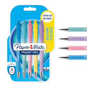 Paper Mate Flexgrip Ultra bolígrafos pastel retráctil | punta mediana (1,0 mm) | tinta negra | paquete de 5