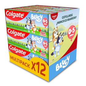 Colgate Kids Bluey Pasta Sabor Fresa 0-5 Años Pack 12 x 50 ml - Dentífrico Infantil Suave para Dientes de Leche - Pasta de Dientes con Flúor - 0% Colorantes, Sabores y Edulcorantes Artificiales