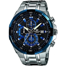 Casio Reloj Cuarzo Hombre 47.00mm con dial Analógico Negro y Correa de Pulsera de Metal Plata EFR-539D-1A2VUEF