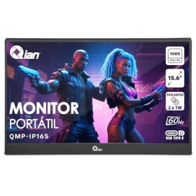 Qian Monitor Portátil IPS Full HD de 15,6" a 60Hz 1920 × 1080 con Soporte, Altavoces Duales, Segunda Pantalla Ultradelgada para Ordenador Portátil/PC/Mac/PS3/4/5/Xbox