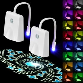 HOTUT 2 Piezas LED Luz de Inodoro con Detección de Movimiento - Iluminación Nocturna Recargable USB en 16 Colores