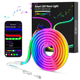 MeRGBW-Home Tiras LED Neon 1M, Luces LED Strip RGB de Neón de DIY Siliconecon, Control por App, Inteligente Control Segmentado Modo Música y Escena Arcoíris para Habitación Gaming, Fiesta, Dormitorio