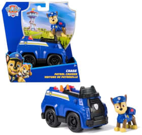 Paw Patrol Patrulla Canina - Coche Policía Y Figura Chase - Coche de 15 cm con 1 Figura Chase - Patrulla Canina Juguetes - Juguetes Niños 3 Años + - Regalo Niño 3 Años
