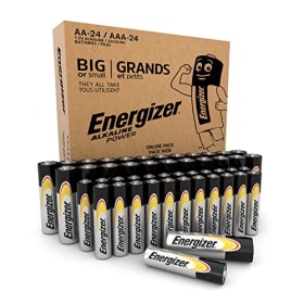 Energizer Alkaline Power Pilas AA + AAA (Paquete de 48) - 24AA y 24AAA Unidades - 1,5V Baterías Alcalinas - Embalaje 100% reciclable y sin plástico - 7 años de Vida útil [Exclusivo en Amazon]