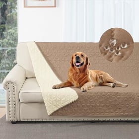Taiyang Funda para sofá 100% Impermeable para Perros, Funda para Cama de Perro, Protector de Muebles de café para niños, Perro, Gato (marrón metálico, 132-208 cm)
