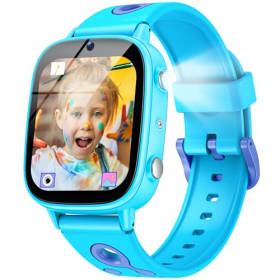 Reloj Inteligente Niños Smartwatch con Audiolibros - 1.8" IPS Smart Watch Niña con Aprendizaje 26 Juegos IP68 Impermeable Linterna Cámara Reproductor MP3 Regalo Cumpleaños Navideño para Niños Niñas
