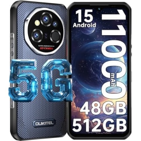 OUKITEL WP55 Ultra Movil Irrompible, 6.6”FHD+ 120Hz, 48GB+512GB/2TB, Android 15 Móvil Rugerizado, 11000mAh/33W, 108MP+32MP+8MP Visión Nocturna, Imagen Térmica/5G Dual SIM/NFC/OTG/Face ID, Gris