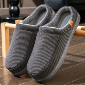 Zapatillas cálidas de invierno para hombre, zapatos antideslizantes de espuma viscoelástica para el hogar, suaves, cómodos, de diseñador, suela TPR de pana