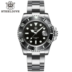 SD1953 STEELDIVE marca bisel cerámico 41mm Steeldive 30ATM resistente al agua NH35 Reloj de buceo automático para hombre Reloj con cierre fresado