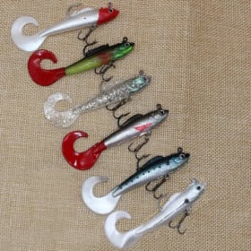 6 uds cola de natación cebo de pesca Jig Wobblers cebos blandos cebo de silicona Artificial lubina carpa cuchara cebo de pesca