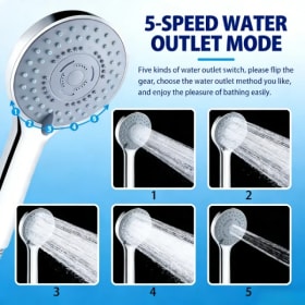 Cabezal de Ducha de Mano Ahorrador de Agua con 5 Modos Ajustables, Rociador de Chorro de Alta Presión para Baño, SPA y Accesorios de Baño